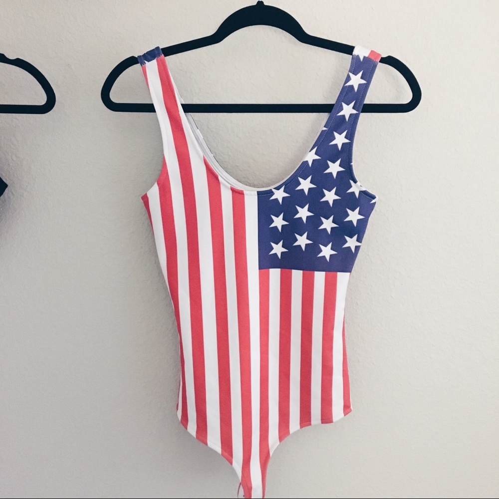 USA American flag bodysuit